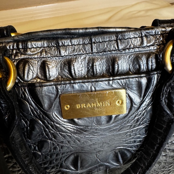 Brahmin Mini Arno (e)  Melbourne Satchel Black/Silver Ombre - Picture 6 of 8